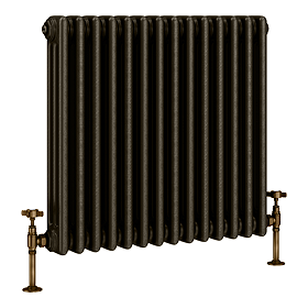 Keswick 600 x 650mm Cast Iron Style Traditional 3 Column Antique Mottled Gold Radiator