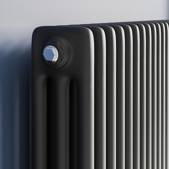 Keswick 600 x 785mm Cast Iron Style Traditional 3 Column Matt Black Radiator