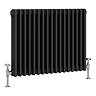 Keswick 600 x 785mm Cast Iron Style Traditional 3 Column Matt Black Radiator