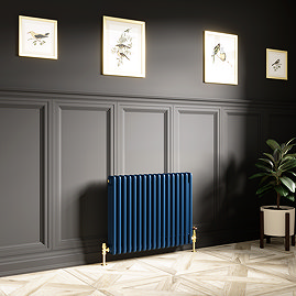 Keswick 600 x 785mm Cast Iron Style Traditional 3 Column Regal Blue Radiator