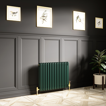 Keswick 600 x 785mm Cast Iron Style Traditional 3 Column Regal Green Radiator