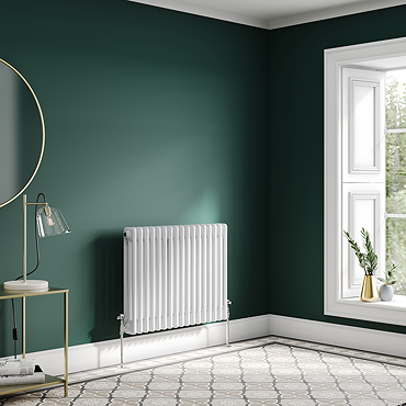 Keswick 600 x 785mm Cast Iron Style Traditional 3 Column White Radiator