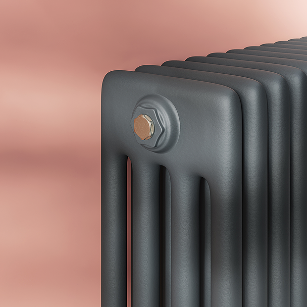 Keswick 600 x 1010mm Cast Iron Style Traditional 4 Column Anthracite  Radiator | Victorian Plumbing UK