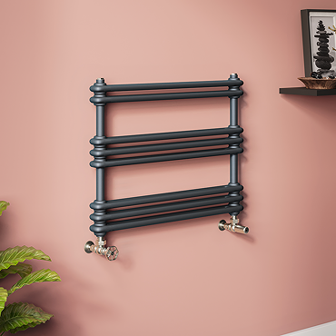 Keswick 800 x 612 Cast Iron Style Traditional Anthracite Towel Rail