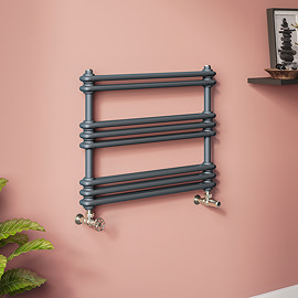 Keswick 800 x 612 Cast Iron Style Traditional Anthracite Towel Rail