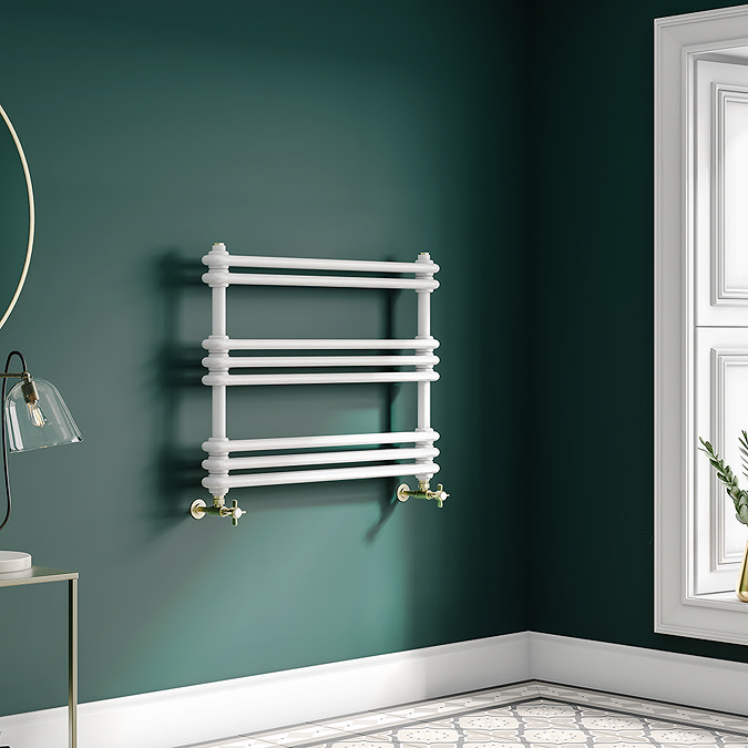 Keswick 800 x 612 Cast Iron Style Traditional White Towel Rail