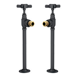 Chatsworth Traditional Angled Radiator Valves and Pipe Set - Anthracite