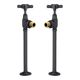 Chatsworth Traditional Angled Radiator Valves and Pipe Set - Anthracite