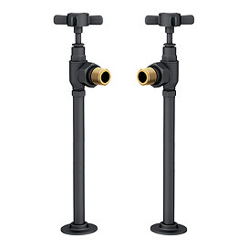 Chatsworth Traditional Angled Radiator Valves and Pipe Set - Anthracite