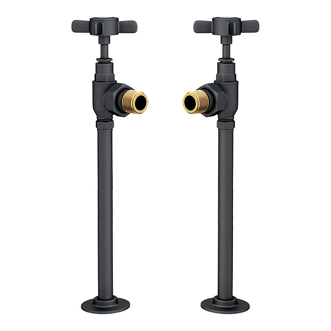 Chatsworth Traditional Angled Radiator Valves and Pipe Set - Anthracite