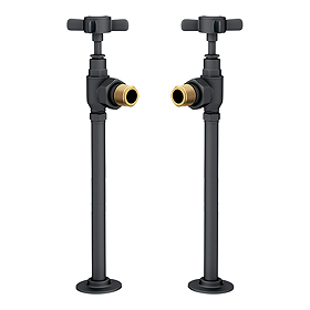 Chatsworth Traditional Angled Radiator Valves and Pipe Set - Anthracite
