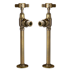 Chatsworth Antique Brass Angled Traditional Radiator Valves