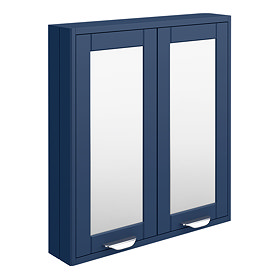 Keswick Blue 600mm Traditional Wall Hung 2 Door Mirror Cabinet Large Image