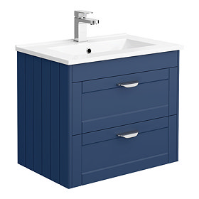 Keswick Blue 620mm Traditional Wall Hung 2 Drawer Vanity Unit Large Image