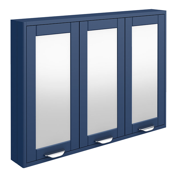 Keswick Blue 900mm Traditional Wall Hung 3 Door Mirror Cabinet Large Image