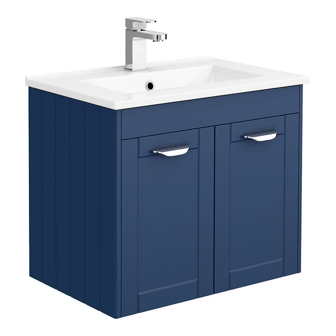 Keswick Blue Wall Hung 2-Door Vanity Unit + Toilet Package  Profile Large Image