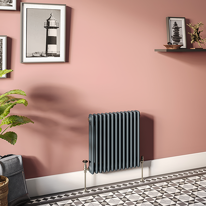 Keswick 600 x 605mm Cast Iron Style Traditional 2 Column Anthracite Radiator