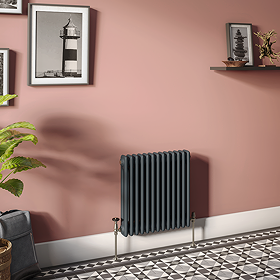 Keswick 600 x 605mm Cast Iron Style Traditional 2 Column Anthracite Radiator