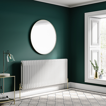 Keswick 600 x 1355mm Cast Iron Style Traditional 2 Column White Radiator