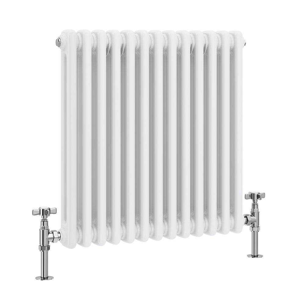 Keswick 605 x 600mm Cast Iron Style Traditional 2 Column White Radiator ...