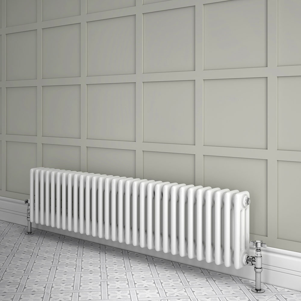 Keswick 300 x 1355mm Cast Iron Style Traditional 3 Column White ...