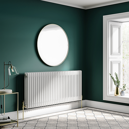 Keswick 600 x 1370mm Cast Iron Style Traditional 3 Column White Radiator