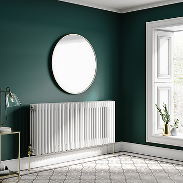 Keswick 600 x 1355mm Cast Iron Style Traditional 4 Column White Radiator