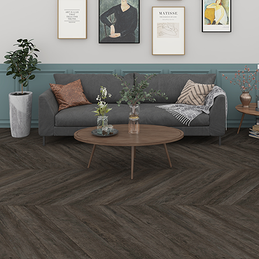 Chevron Style 680 x 127 Flooring Pack (10) - Dark Grey Oak