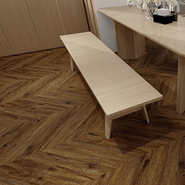 Keswick Chevron Style Dark Oak Waterproof Luxury Vinyl Plank Flooring - 680 x 127mm (Pack of 10)