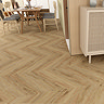 Keswick Chevron Style Natural Oak Waterproof Luxury Vinyl Plank Flooring - 680 x 127mm (Pack of 10)