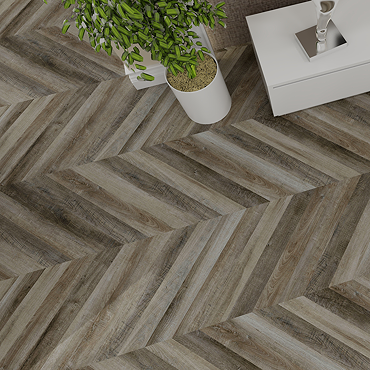 Keswick Chevron Style Rustic Oak Waterproof Luxury Vinyl Plank Flooring - 680 x 127mm (Pack of 10)