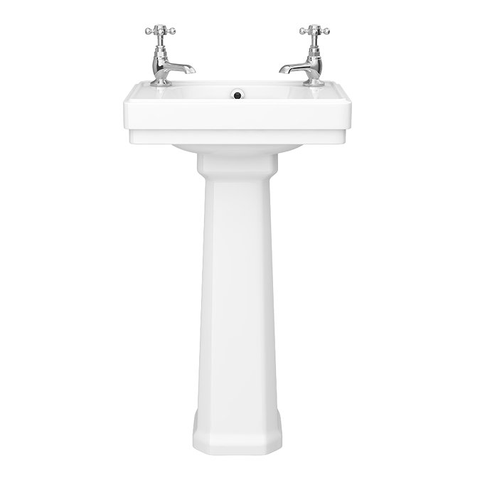 Keswick Cloakroom Basin with Full Pedestal (2 Tap Hole - 450mm Wide)