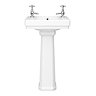 Keswick Cloakroom Basin with Full Pedestal (2 Tap Hole - 450mm Wide)