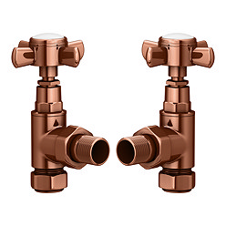 Keswick Copper Angled Traditional Radiator Valves Large Image