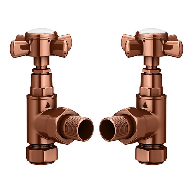 Keswick Copper Angled Traditional Radiator Valves Large Image