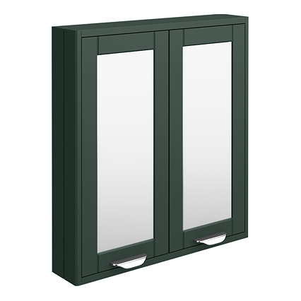 Keswick Green 600mm Traditional Wall Hung 2 Door Mirror Cabinet