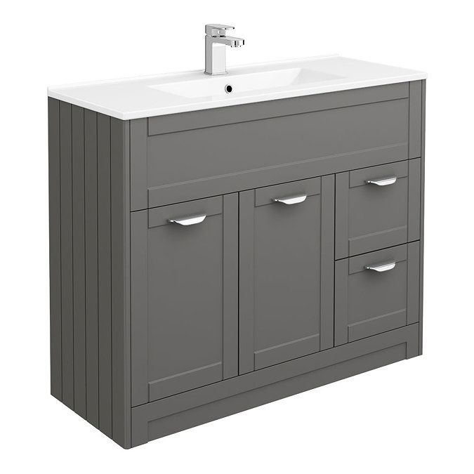 Keswick Grey 1015mm Sink Vanity Unit + Toilet Package  Profile Large Image