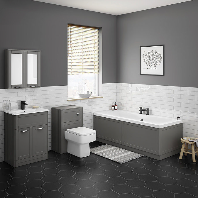 Keswick Grey 1700mm Traditional Bath Front Panel  Profile Large Image