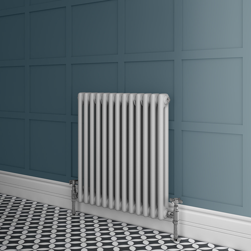 Keswick Grey 600 x 592mm Cast Iron Style Traditional 2 Column Radiator