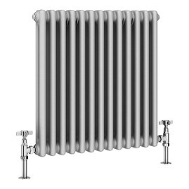 Keswick Grey 600 x 592mm Cast Iron Style Traditional 2 Column Radiator Large Image