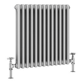 Keswick Grey 600 x 592mm Cast Iron Style Traditional 2 Column Radiator Large Image