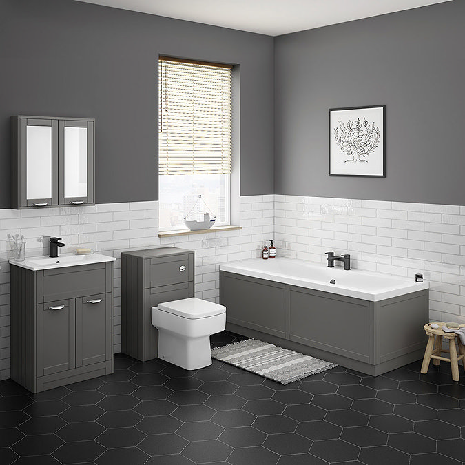 Keswick Grey 620mm Traditional Floorstanding Vanity Unit  Feature Large Image