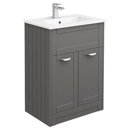 Keswick Grey 620mm Traditional Floorstanding Vanity Unit Large Image