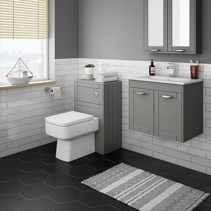 Keswick Grey 620mm Traditional Wall Hung 2 Door Vanity Unit  Feature Large Image