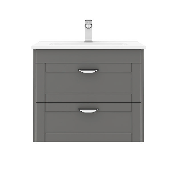Keswick Grey 620mm Traditional Wall Hung 2 Drawer Vanity Unit