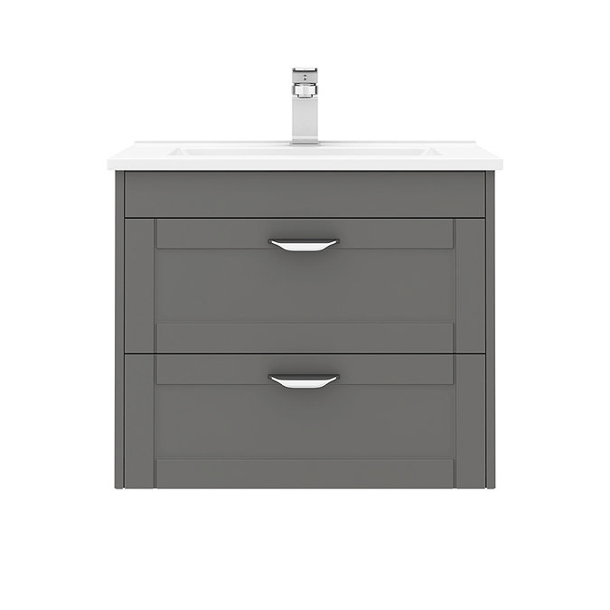 Keswick Grey 620mm Traditional Wall Hung 2 Drawer Vanity Unit  Standard Large Image