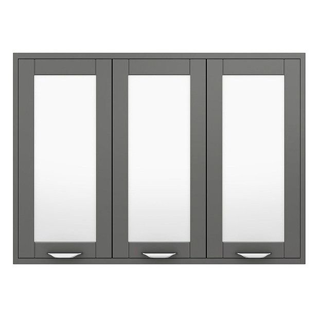 Keswick Grey 900mm Traditional Wall Hung 3 Door Mirror Cabinet  Feature Large Image