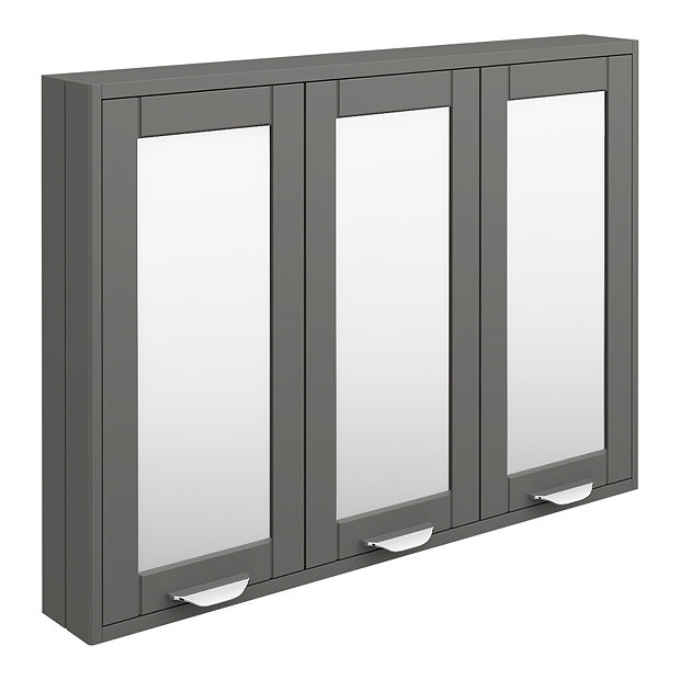 Keswick Grey 900mm Traditional Wall Hung 3 Door Mirror Cabinet Large Image