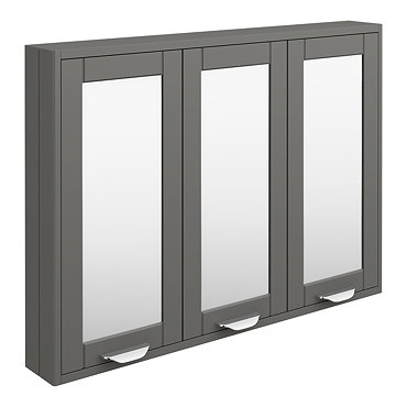 Keswick Grey 900mm Traditional Wall Hung 3 Door Mirror Cabinet  Profile Large Image
