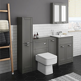 Keswick Grey Sink Vanity Unit, Storage Unit, Tall Boy + Toilet Package Medium Image